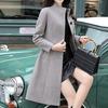 Autumn Winter Women Woolen Coat Single-breasted Stand Collar Solid Color Overcoat Slim Fit