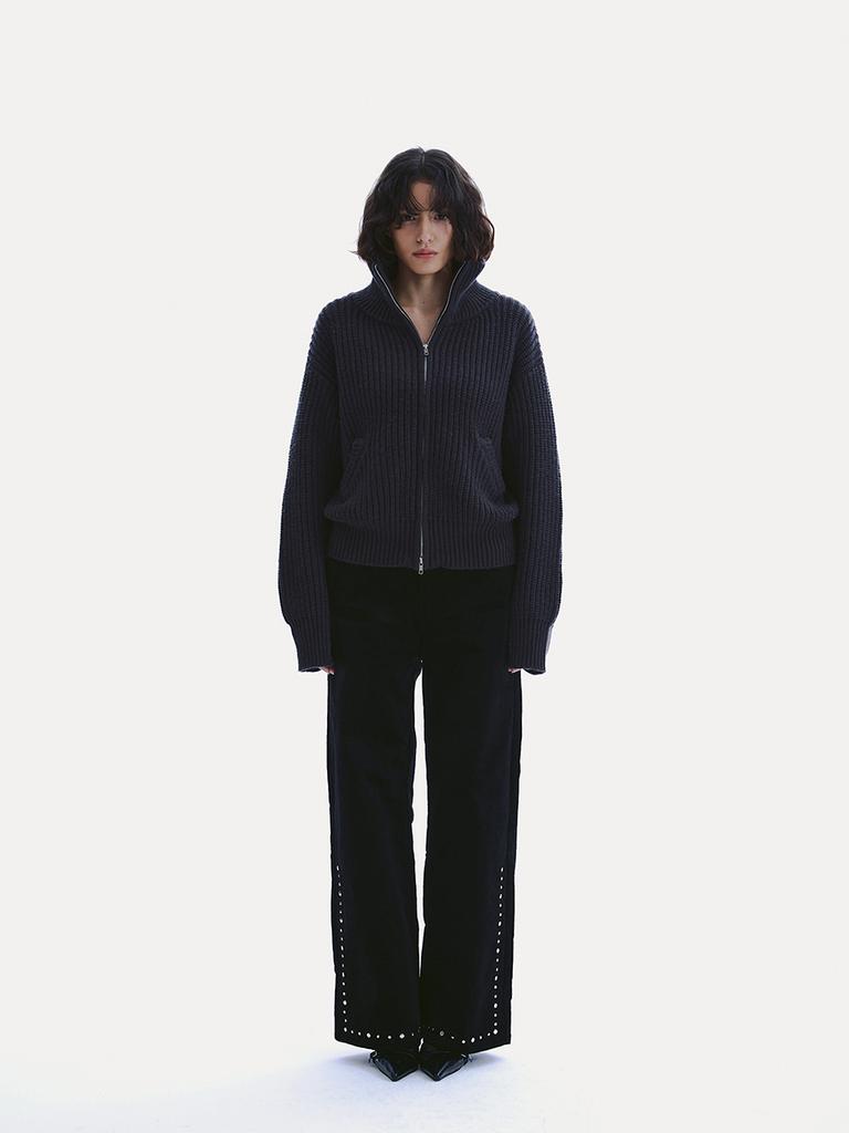 Uusoo Studded Cotton Trousers_ Black