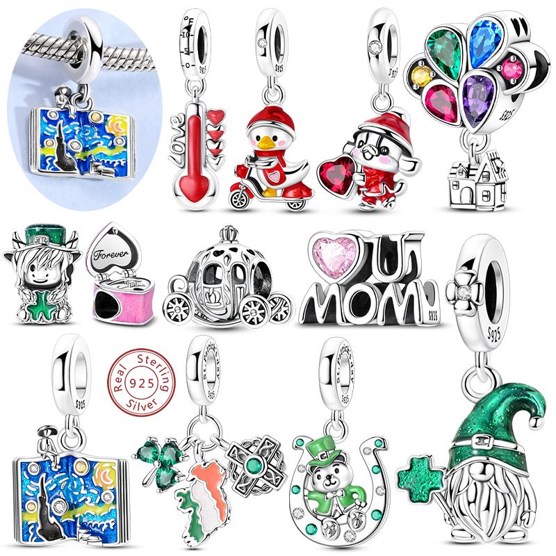 Original Copper Charms Bead Pendant Bear Puppy Love Starry Night Charms Fit Bracelet Bangle Women Diy Jewelry Gift