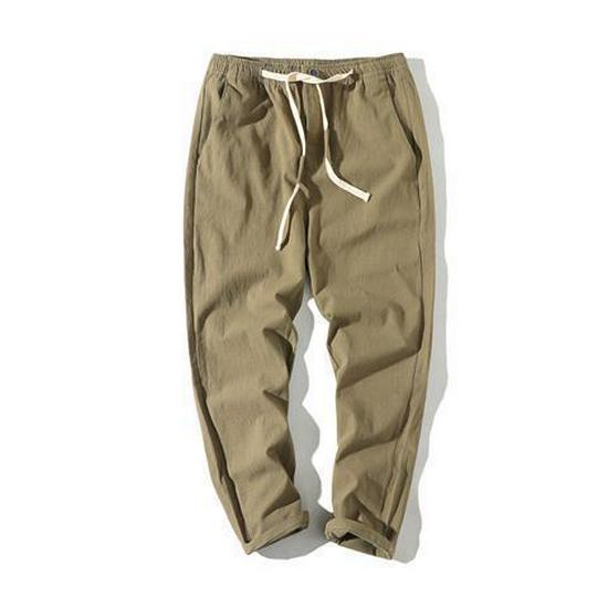 Pantaloni Drepți Largi de Vară pentru Bărbați din In - Stil Casual la Modă Chinezesc, Bumbac Subțire pentru Sport și Timp Liber.