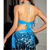 Lightweight Belly Dance Performances Wear Sequins Accented Halter And Scarf Combo For Different Skill Level
