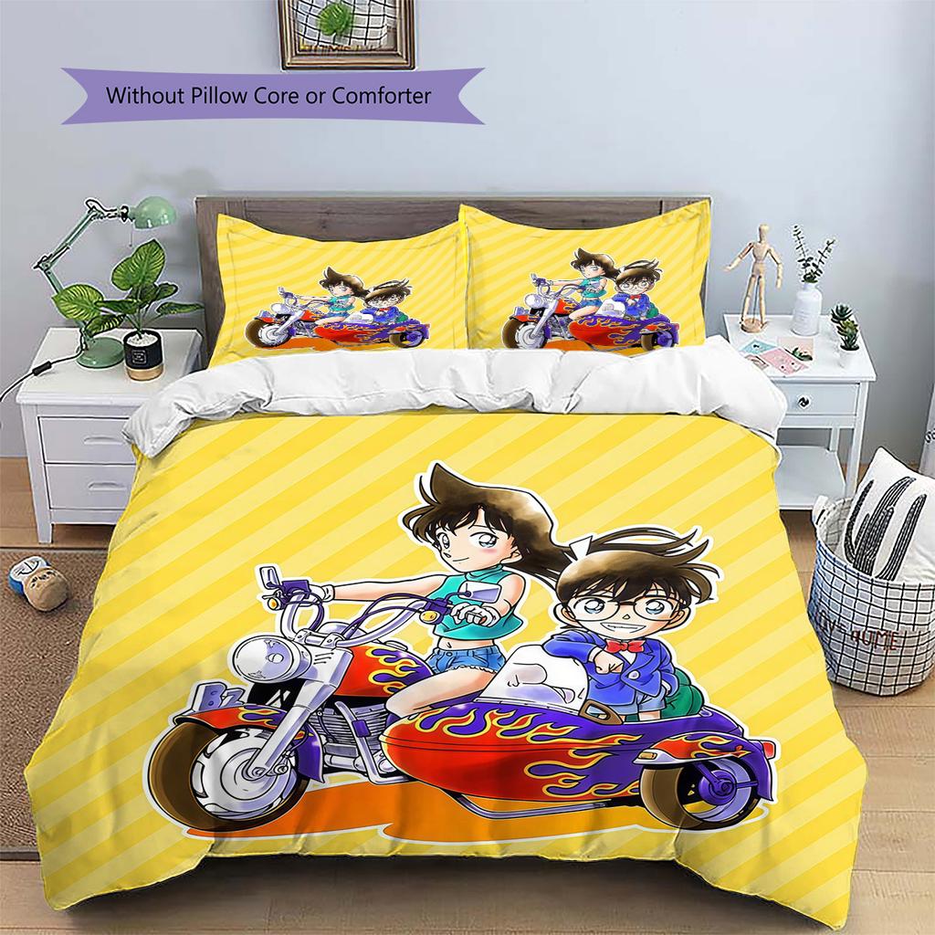 Detective Conan2 Pattern Bedding Quilt Set Home Decoration Gift (1 * duvet cover + 2 * pillowcase without core)