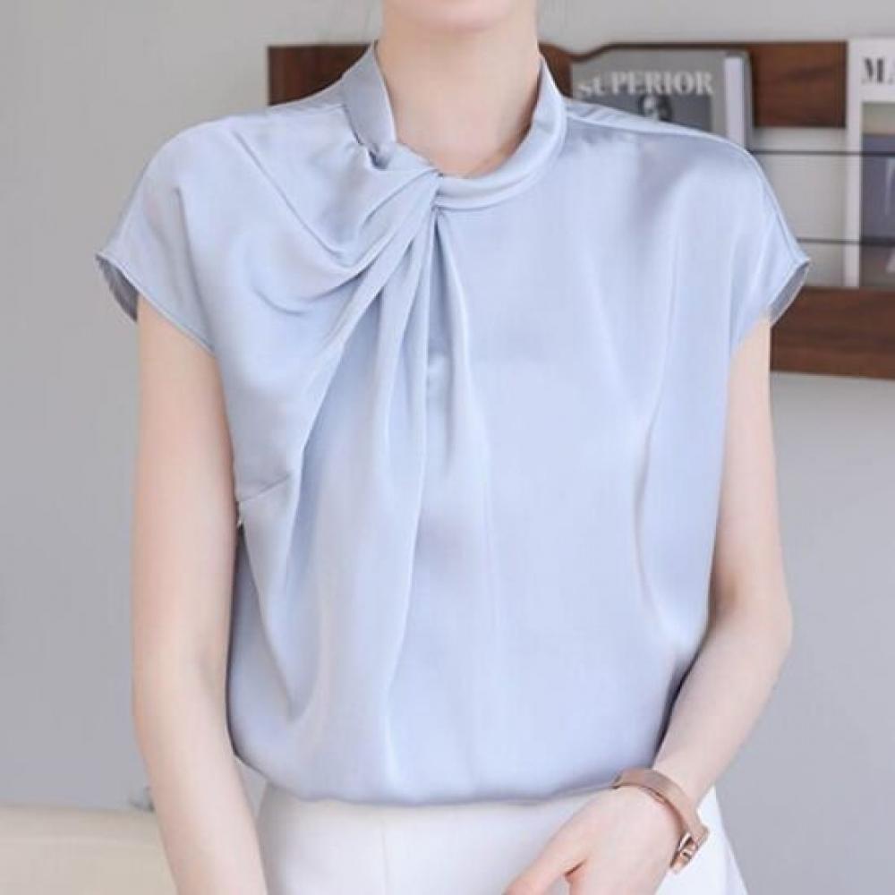 Navava Vintage Elegance Shirred Cap Sleeve Blouse Nb2805