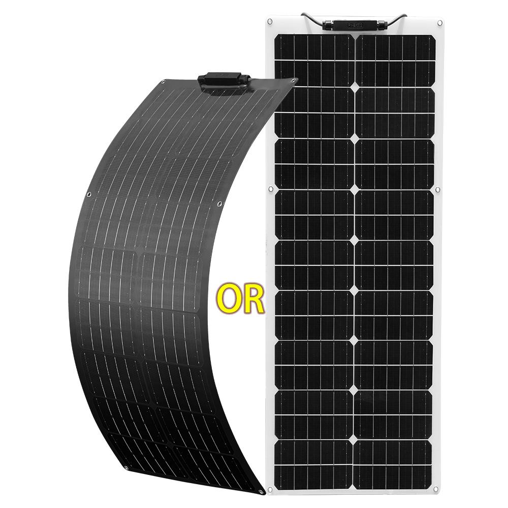 Flexible Solar Panel 50 Watt 12 Volt Monocrystalline Semi-Flexible Bendable 50W 100W Off-Grid Charger Marine RV Cabin Van Car 4