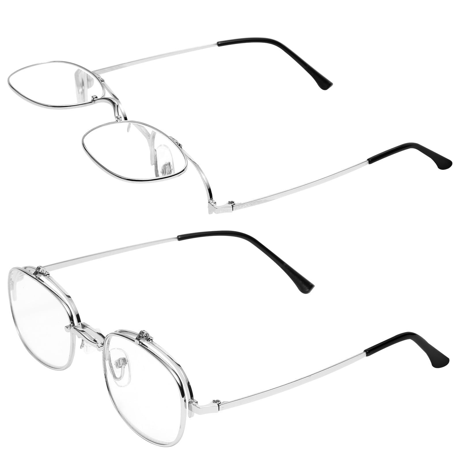 

KIHASU Flip-Up Reading Glasses with Blue Light Blocking, Stylish Design for Men and Women, Titanium Alloy and Resin Lenses, Silver, +2.0 Power