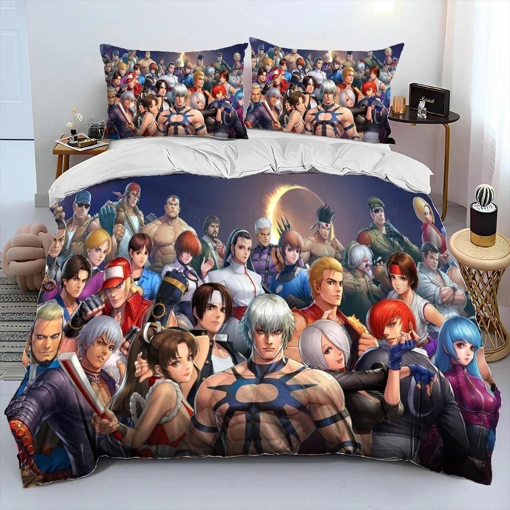 3D Print King of Fighters Retro Game Bedding Set Duvet Cover Bed Set Quilt Cover Pillowcase Comforter King Queen Size Boys Adult