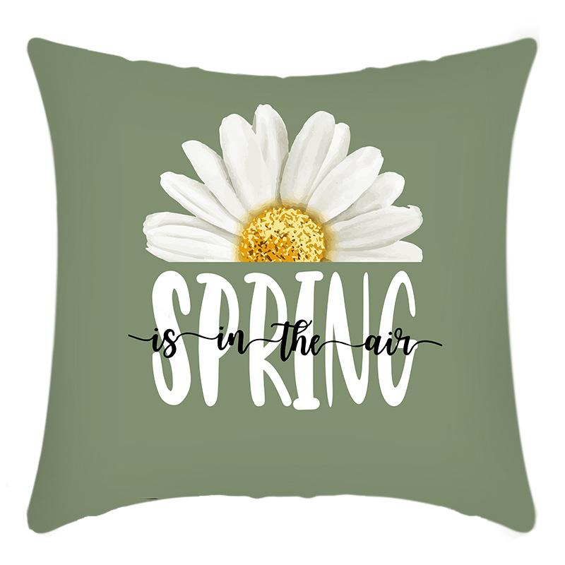 Fashionable Spring Flower Spring Elements Pillow Cover Linen Flower Cushion Pillow Cover