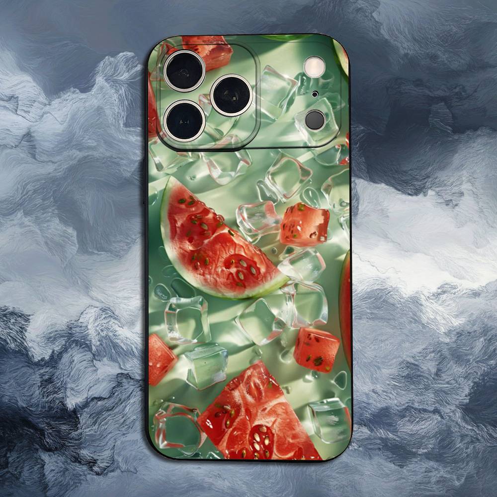 Summer Red Watermelon Case For iPhone 12,14,15,16,11,17,13,X,Mini,SE,XS,Plus,Pro,Max,8,7,XR,Soft Silicone Black