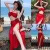 Bikini Swimsuit Feminine Split Red Three-piece Beach Play