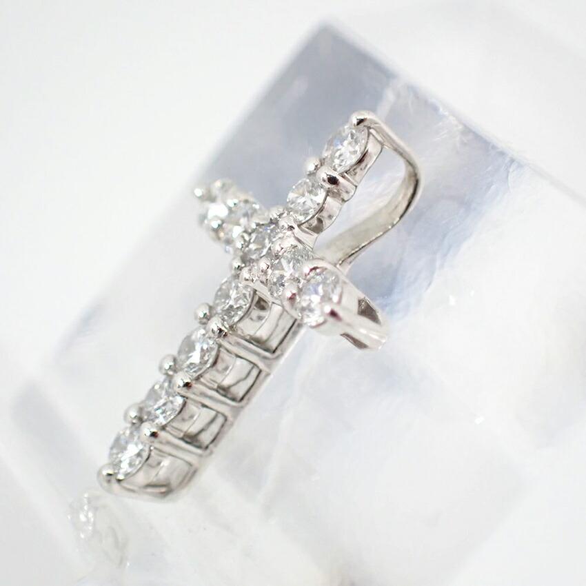 [Used] Pt900 Diamond/0.25ct Cross Pendant/g524-20