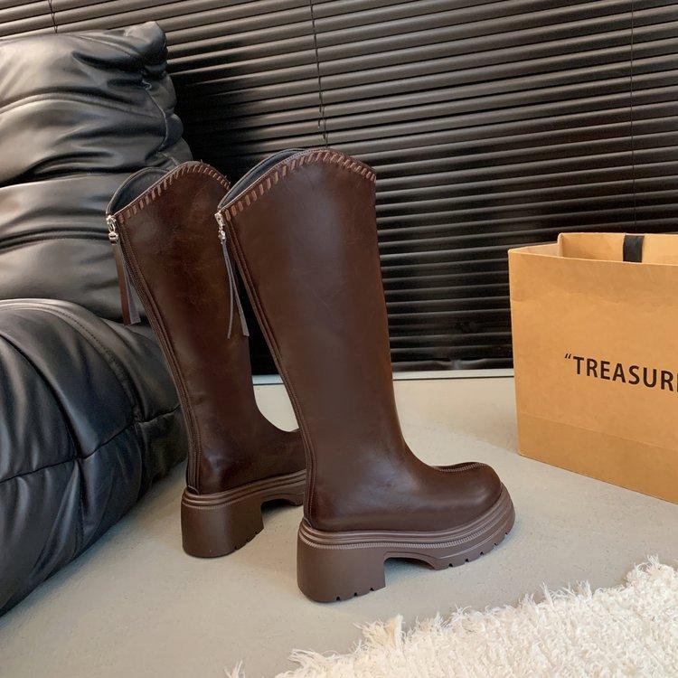 

Длинные сапоги женские толстые мм толстые ноги большой размер длинные сапоги 2025 осень и зима взрыв расширенные высокие голенища толстая подошва большой обхват голенища рыцарские 40 коричневый