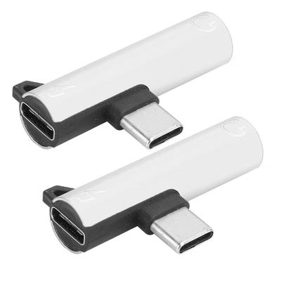 2Pcs 2 In 1 TypeC To 3.5mm Assist Audio Cable Charger Headset Distributor Adapter