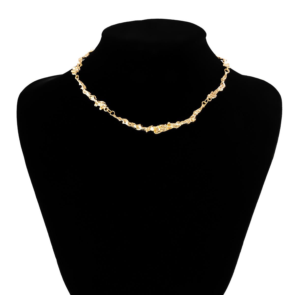 

Плиссированный чокер из жидкого металла, простой лавовый неровный винтажный воротник, ювелирное изделие