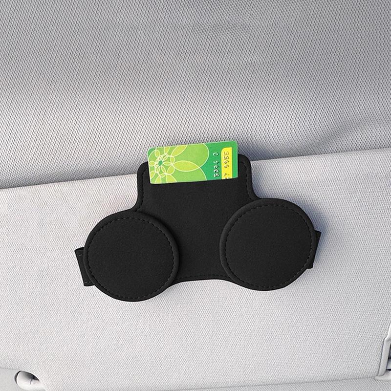 Sunglasses Car Holder Eyeglass Hanger Clip For Car Sun Visor Double Clip Magnetic Leather Storage For Automotive Accessory Decor