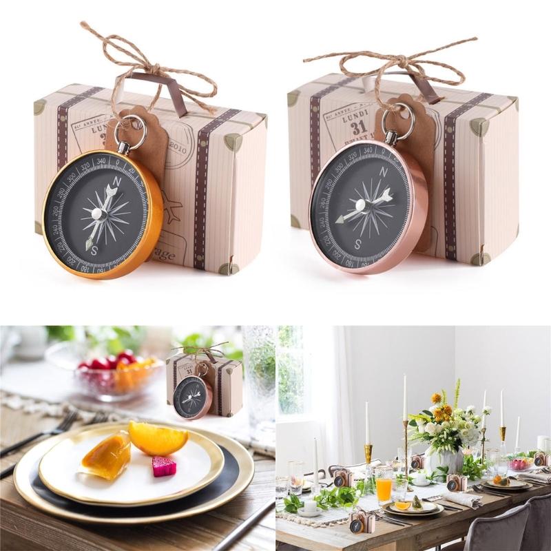 50x Compass Candy Box Valentines Day Candy Packaging Box for Wedding Sweets Packing-Box Ceremony Supplies Gold/Rose-Gold