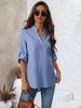 In Stock 2025 V-neck Casual Striped Long-Sleeved Shirt for Spring and Autumn in Europe and America Style