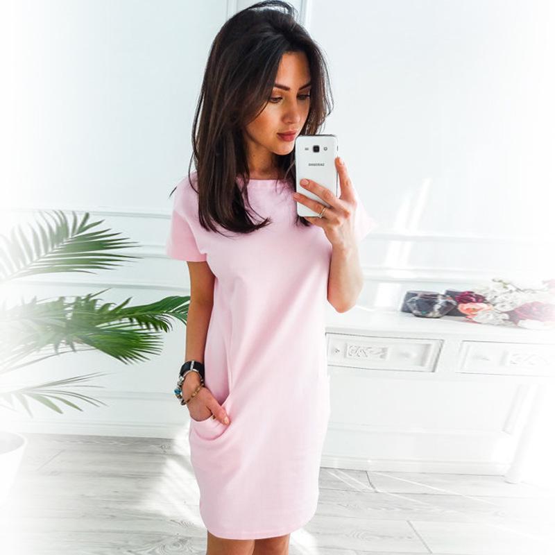 Women’s Solid Color Casual Pocket Dress - Bestselling Style