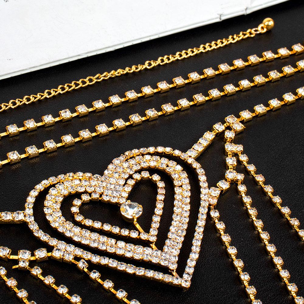 Hot Waist Rhinestone Heart Body Chain Panties for Women