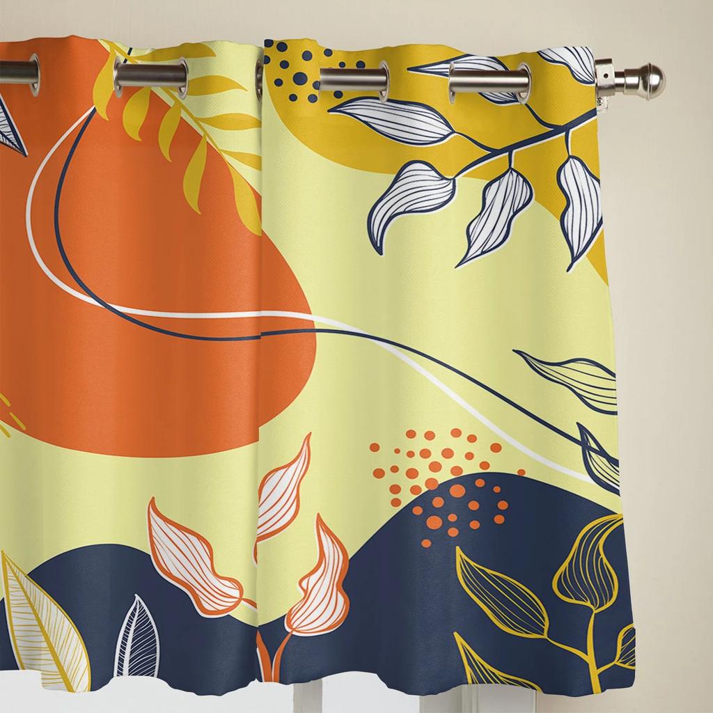 Summer Leaves Flower Colorful Abstract Window Curtains Luxury Curtains for Living Room Bedroom Curtains Printed Valance Drapes