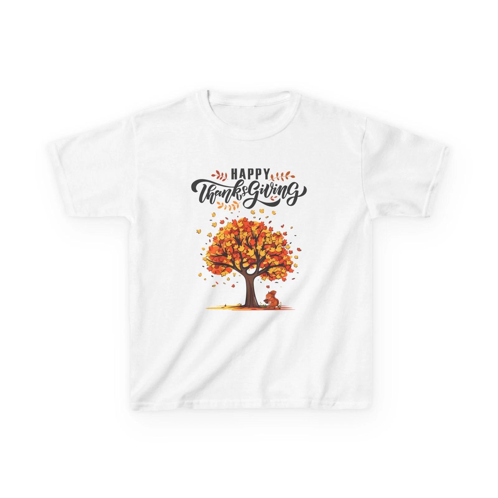 Happy Thanksgiving  Tee, Fall Children s Children s T  Children s T-shirt Tree and Leaves Design 100