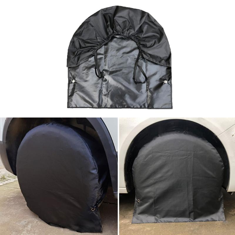 Tire Cover Trailer RV Black Waterproof UV Weather Resistant Car Tires Storage Bag RV Wheel Protector Oxford Cloth