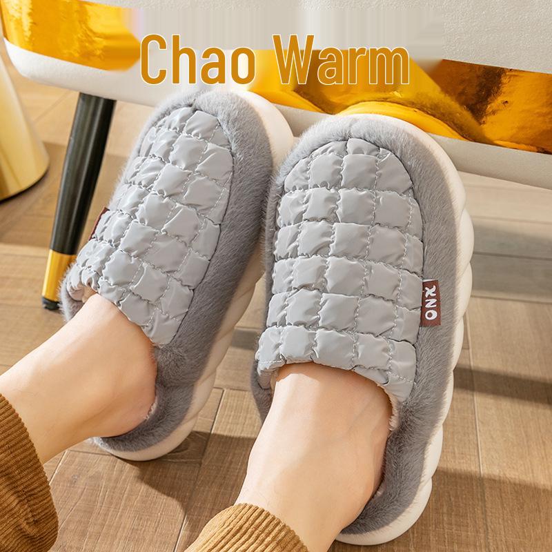 2025 New Style Plush Cotton Slippers: Thick-Soled, Warm Indoor Footwear for Women & Men, Autumn/Winter Collection