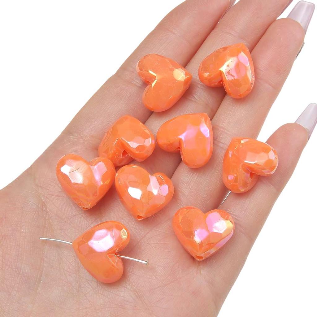 [19X17mm] Color-Plated Peach Heart Beads  Cream Heart-Shaped Beads DIY Handmade Jewelry Accessories