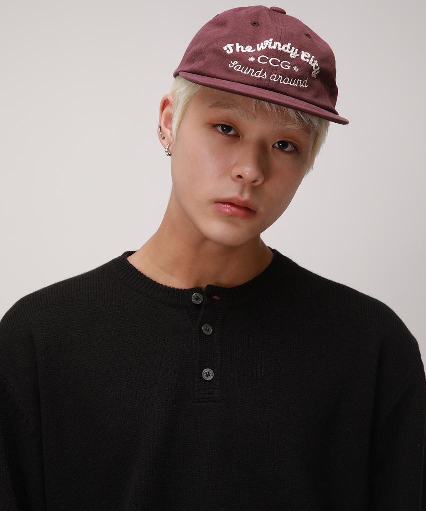 Dibellobeu Daily Henley Neck Round Knit_Black