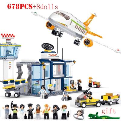 City Cargo Letadlo Letadlo Mezinárodní letiště Airbus Letadlo Avion Stavebnice Technické figurky Kreativní kostky Hračka pro děti