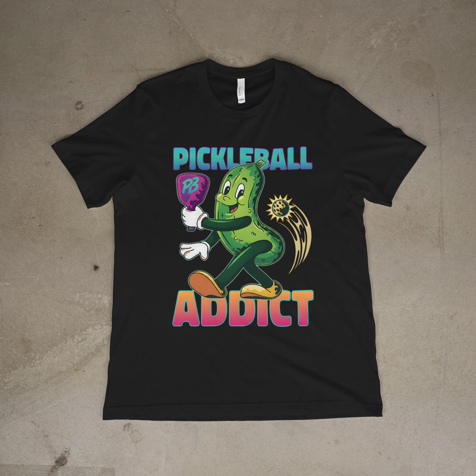 Pickleball Addict Funny Pickle Player Graphic Unisex T-Shirt M
