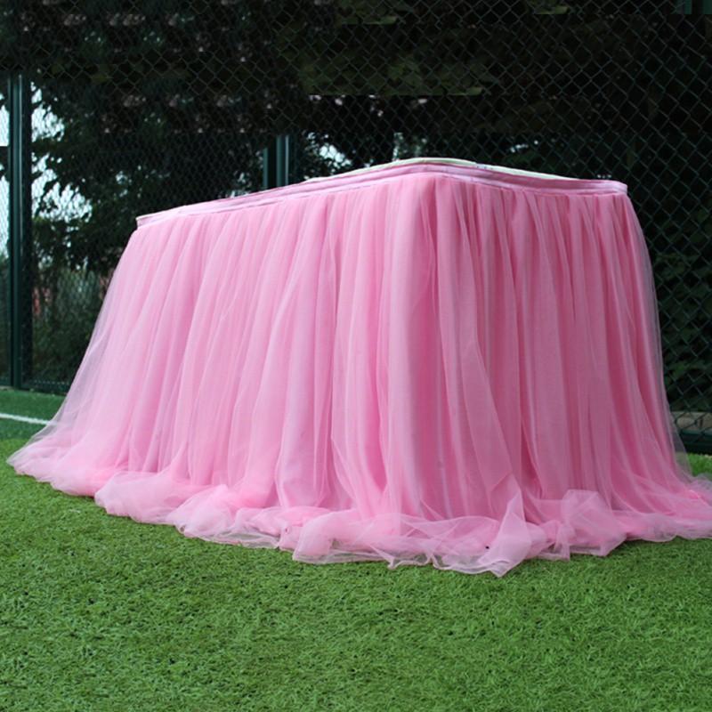 Tulle Table Skirt Elastic Mesh Tulle Tableware Tablecloth For Holiday Party Table Skirt Baby Shower Wedding Party Decor 100x75cm