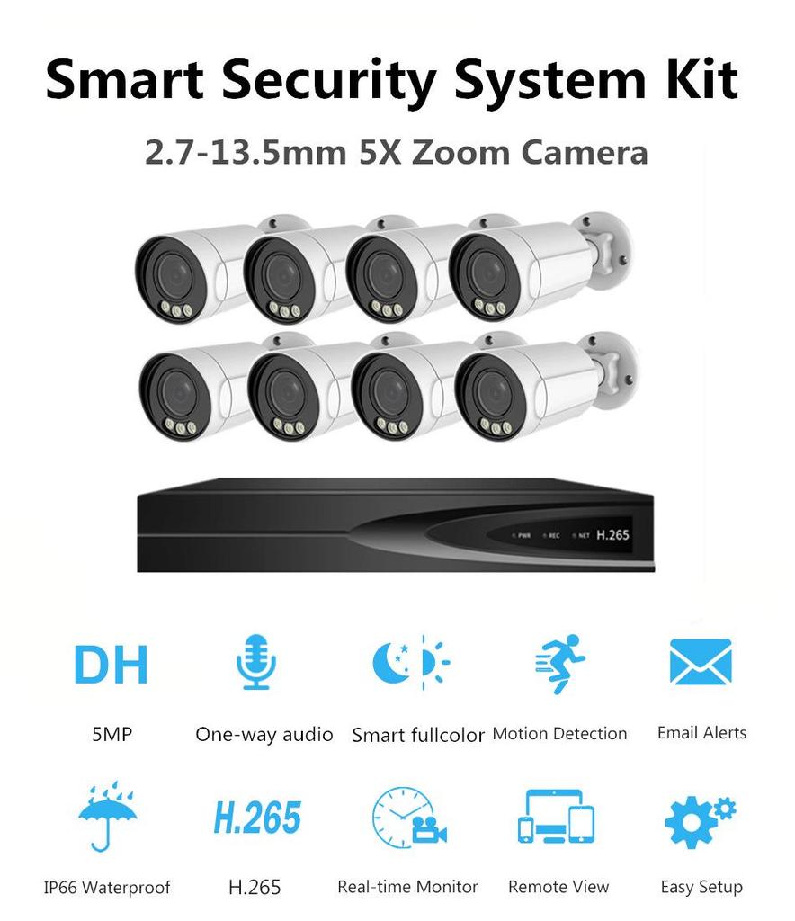 Acarte 5MP PoE Zoom Surveillance IP Camera Set