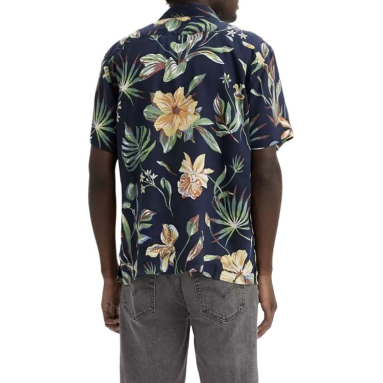 Levis Pattern Printed Polo Shirt Men Shirts Navy-Blue 72625-0090