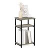 Furinno Just End Table, French Oak, 3 Tiers with Storage Shelf, Metal Frame