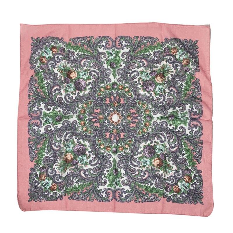 70*70cm Russian Floral Printed Square Bandana Scarf