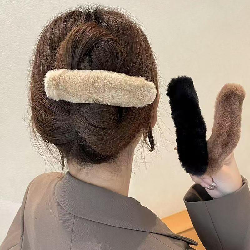 Maillard Pearl Plush Hairpin Women'S Back Head Hair Clip Large Duck Bill Clip Temperament Hairpin Headdress