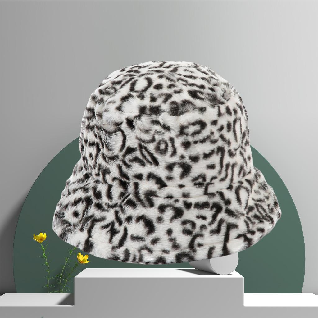 Herbst und Winter Leopardendruck Plüsch vielseitiger Fischerhut Mädchen