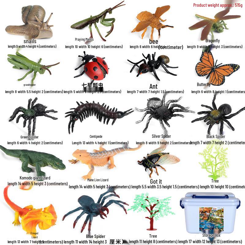 Large Insect Toy Set: Butterfly, Bee, Dragonfly, Ant, Cicada, and Rhinoceros Beetle Models for Kids