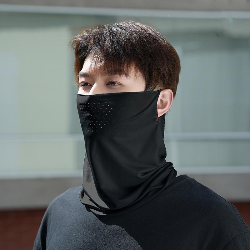 Summer Ice Silk Thin Breathable Sunscreen Face Mask An-ti UV Balaclava Face Neck Cover Hiking Cycling Camping Scarf Wrap Bandana