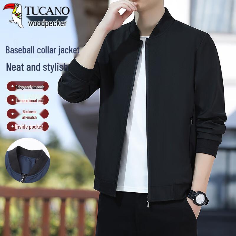 

TUCANO Men s Baseball Collar Color Block Jacket 3XL