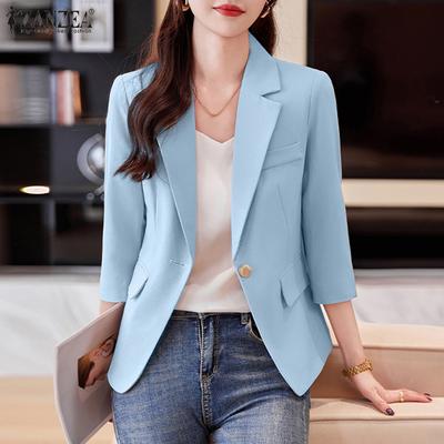 Blazer cardigan de vară cu mâneci 3/4, guler răsturnat pentru femei