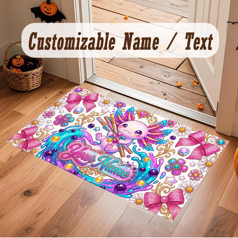 Fantasy Magic Theme Soft Crystal Velvet Rug Custom Name & Text Print Non Slip Floor Rug for Bedroom Living Room