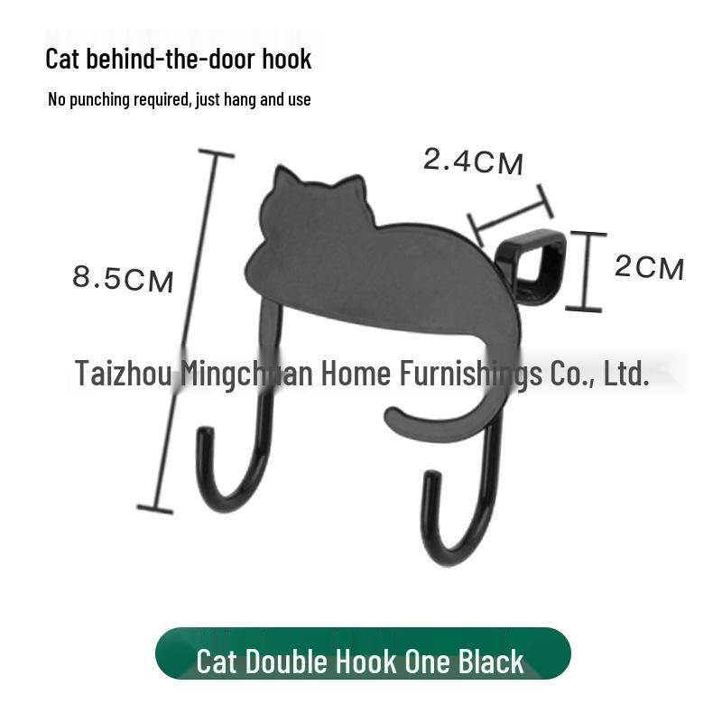 Wrought Iron Cat-Themed Door Hook - Punch-Free, Creative, and Cute Cabinet Accessory