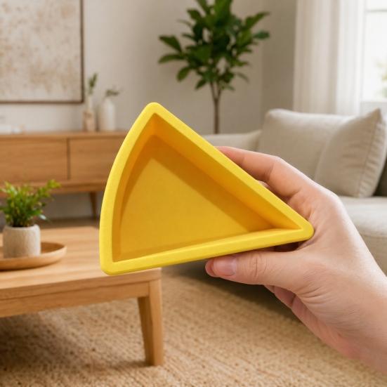 Cheese Ornament, 3D Printing Smooth Surface Storage Box, Cheese Hole Design Bright Yellow Cosmetic Organizer for Keys Cosmetics Stationery