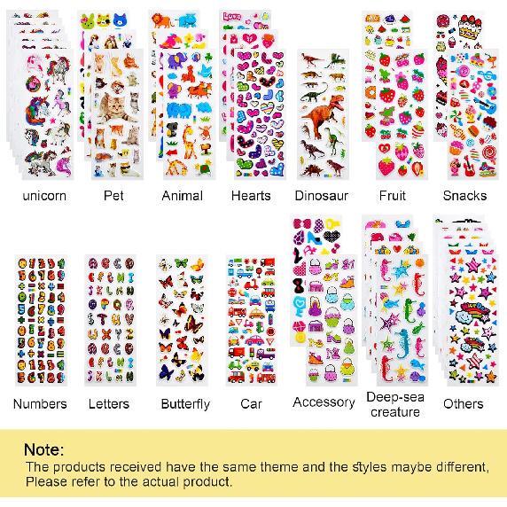 3D Stickers for Kids & Toddlers, 920+ 3D Puffy Stickers 36 Different Sheets Including Animals, Letters, Numbers, Dinosaurs, Cars and More for Boys,