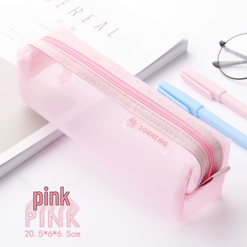 Large Mesh Transparent Pencil Case - Student Exam Essential Portable Stationery Organizer