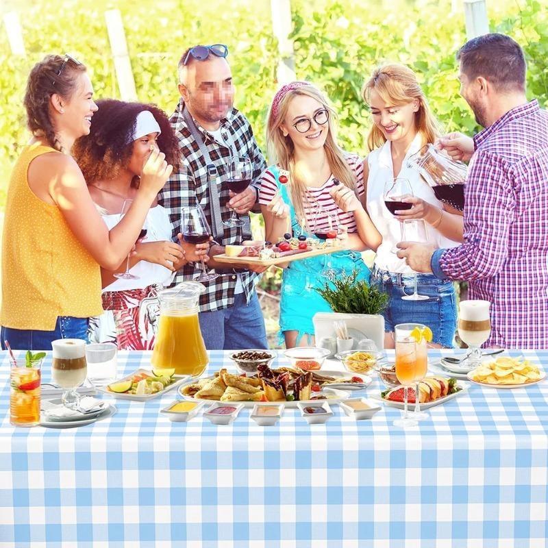Rectangular Red Plaid Disposable Plastic Tablecloth, Waterproof Oilproof Table Cover for Outdoor Picnic, Kitchen, Holiday & Birthday Party Decoration