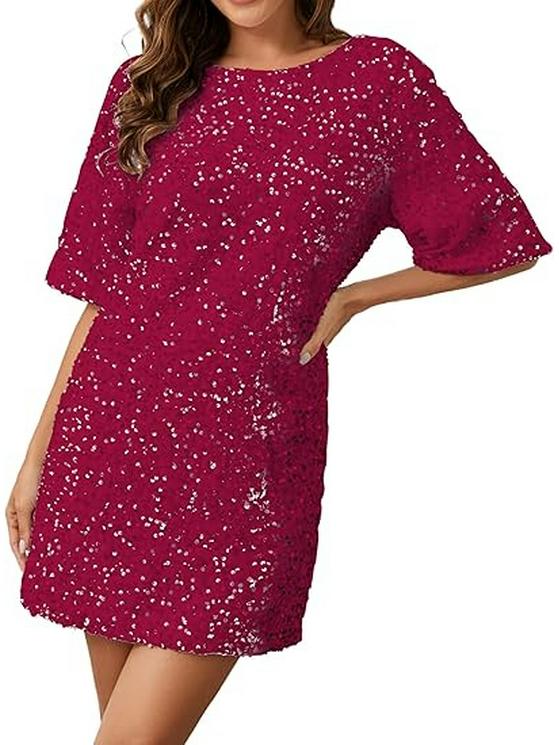 2024 Spring/Summer Women's One-Shoulder Sequin Mid-Length Evening Dress