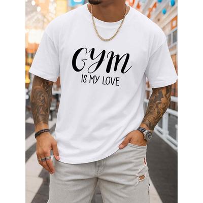 Men'S Graphic T-Shirt Featuring a Gym Love Design, Made from Breathable Material with a Round Neckline And Short Sleeves. It'S Lightweight And Perfect