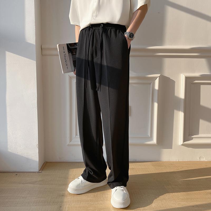 New summer products, light and mature, drape loose casual pants, personalized belt, decorative elastic fabric, straight and slightly wide trousers